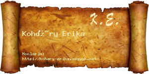 Koháry Erika névjegykártya